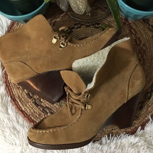 Michael Kors Leather Suede Moccasin wedge Booties - Picture 9 of 16